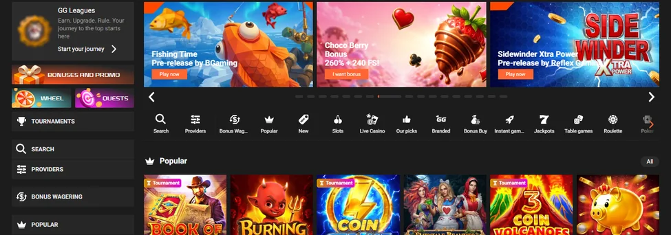 Spela populära spelautomater GGBet